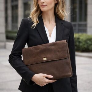 Tignanello Brown Leather Laptop Portfolio Briefcase Bag Unisex, envelope style